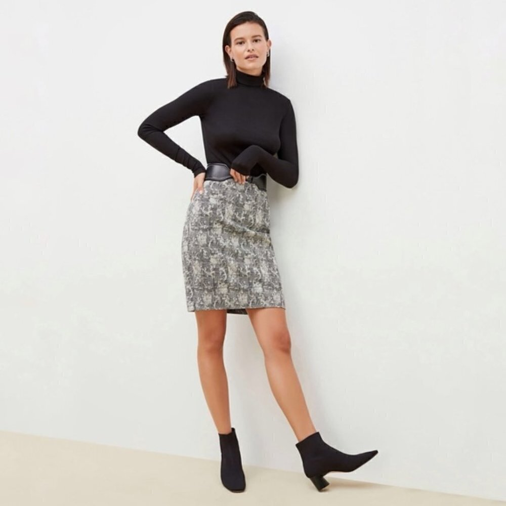 MM‎ LaFleur Noho Black White Crackle Print Pencil Skirt 16